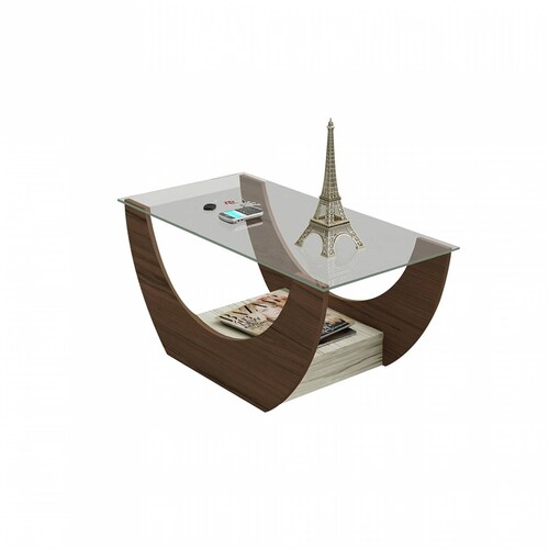 Mesa De Centro Bertolini Onda Imbuía Con Capuccino