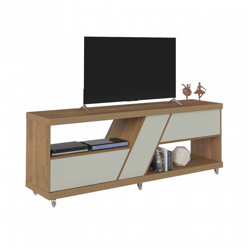 Mesa De TV Bertolini Best Pino Off White Pantalla  60 Pulgadas