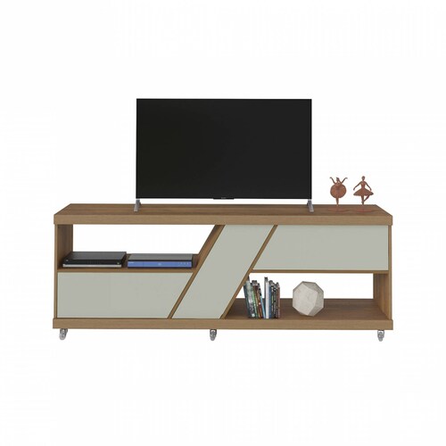 Mesa De TV Bertolini Best Pino Off White Pantalla  60 Pulgadas