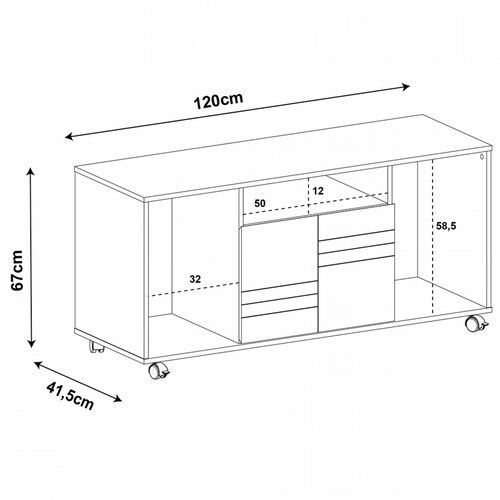 Mesa De TV Bertolini Francia Canela Para Pantalla Hasta 47 Pulgadas