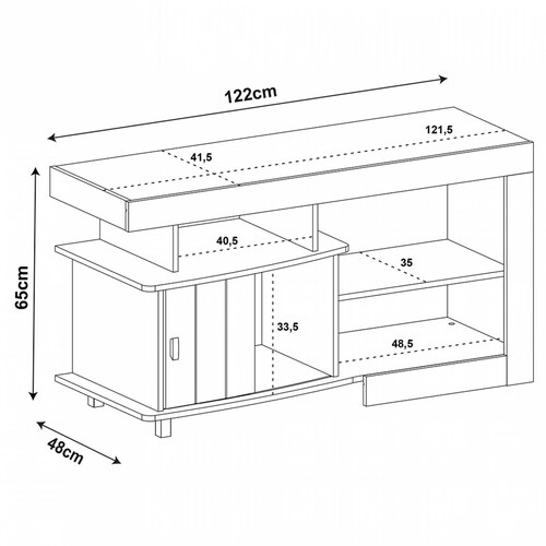 Mesa De TV Bertolini Royal Rustico Blanco Pantalla 47 Pulgadas