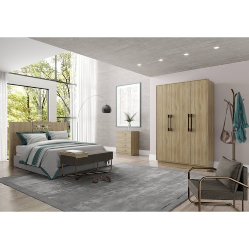 ROPERO CLOSET BERTOLINI 1136 4 PUERTAS NOCE