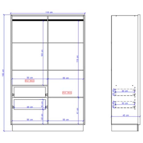 ROPERO CLOSET BERTOLINI 1136 4 PUERTAS NOCE