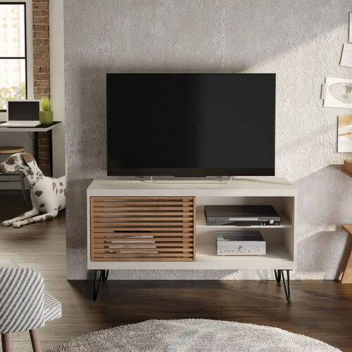 Mesa de TV Bertolini FRIZZ FILET Blanco con Buriti
