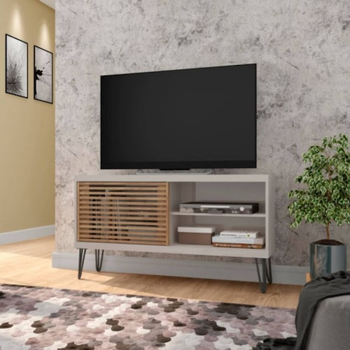 Mesa de TV Bertolini FRIZZ FILET Blanco con Buriti
