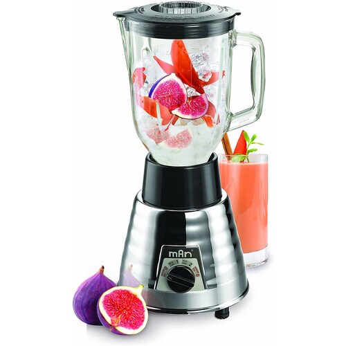 LICUADORA VASO VIDRIO 600W TITANIO 2 VEL, CROMO-NEGRO MARCA MAN