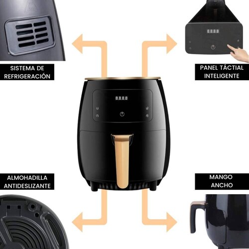 BONALTO Freidora de Aire, sin aceite, Capacidad 4.5 L (Negra, 4.5 L)