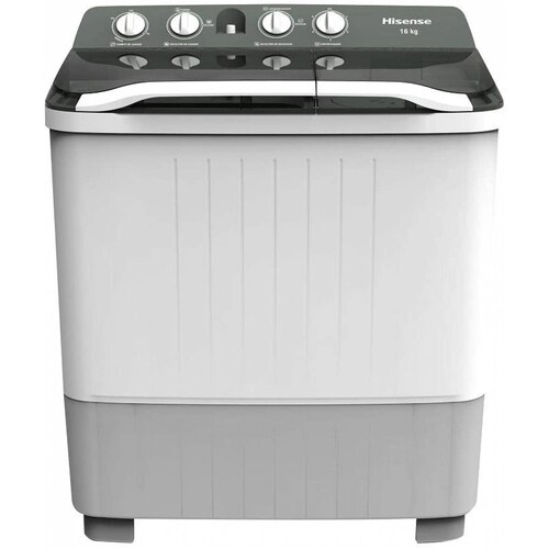 Lavadora de 16 kg, doble tina, color blanco marca Hisense