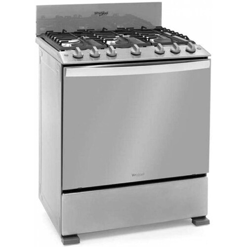Estufa whirlpool de gas de piso 30 pulgadas con 6 quemadores silver enc. electrónico, acero inox wfr3400d