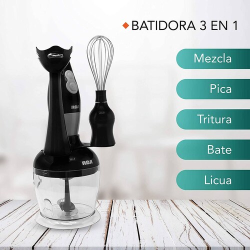 Batidora de mano 3 en 1, 2 vel 750 ml marca RCA