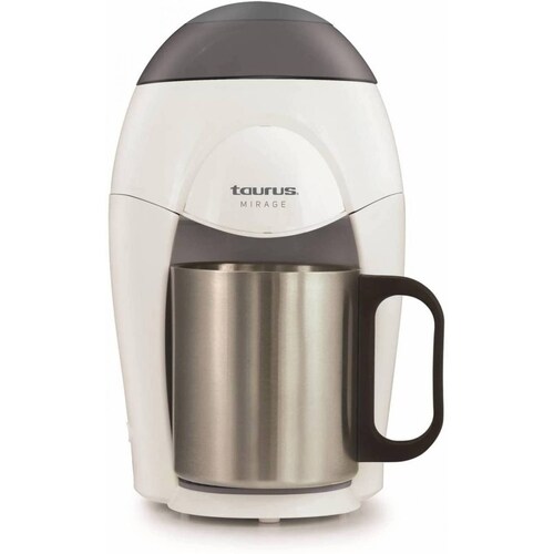 CAFETERA 1 TAZA PERSONAL TAZA DE ACERO INOXIDABLE CON FILTRO BLANCA TAURUS