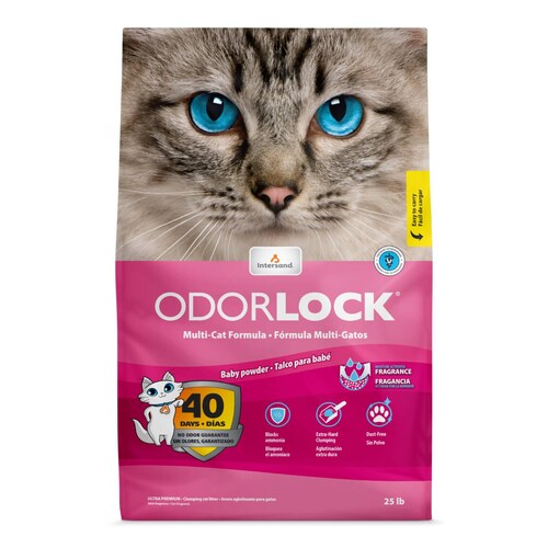 Arena Para Gato Intersand Odourlock Talco de Bebe 11.35 Kg.