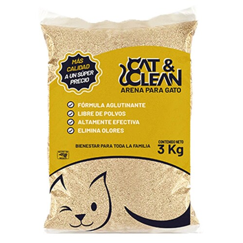 Paquete de 6 piezas Arena Para Gato Clean Natural Cat 3 Kg. 