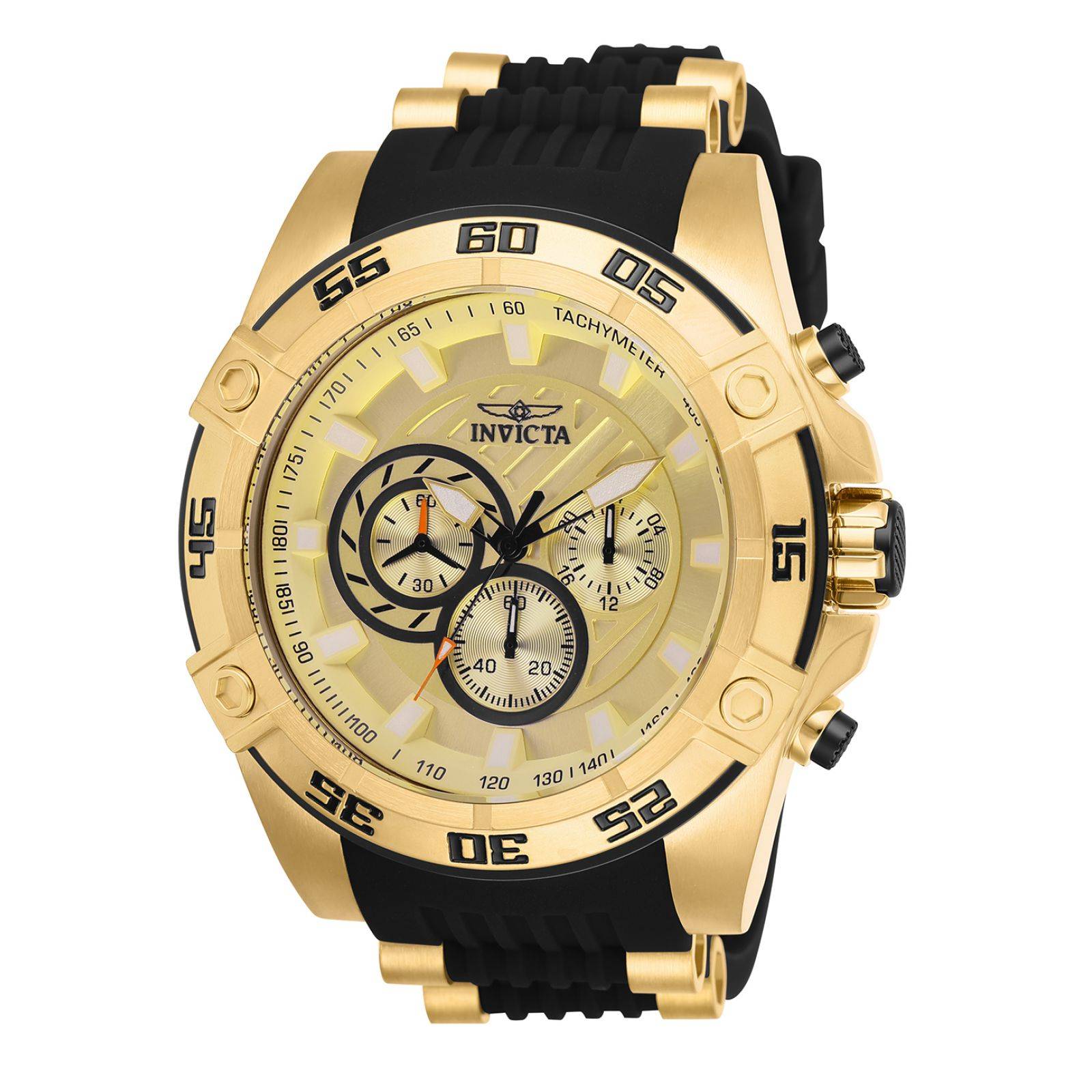 Reloj invicta negro online con dorado