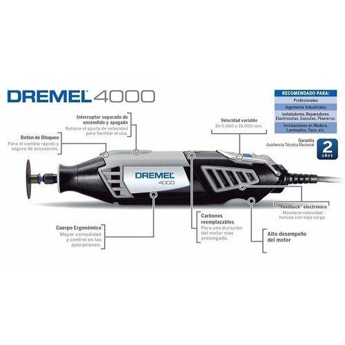 Moto tool 230v 26 Accesorios Dremel 4000 F0134000ns