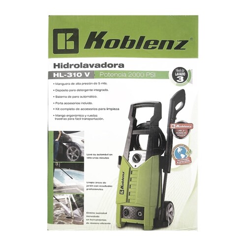 Hidrolavadora 2000 Psi 5 Lt Min 5 Accesorios Koblenz Hl310V