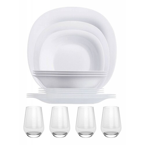 Vajilla De 16 Pzas Moderna De Opal Carine Luminarc. Blanca.