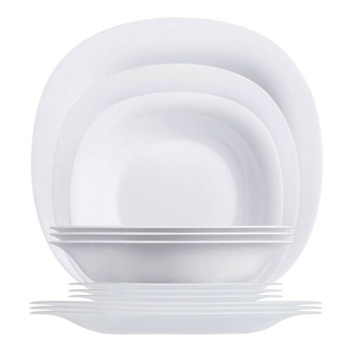 Vajilla De 16 Pzas Moderna De Opal Carine Luminarc. Blanca.