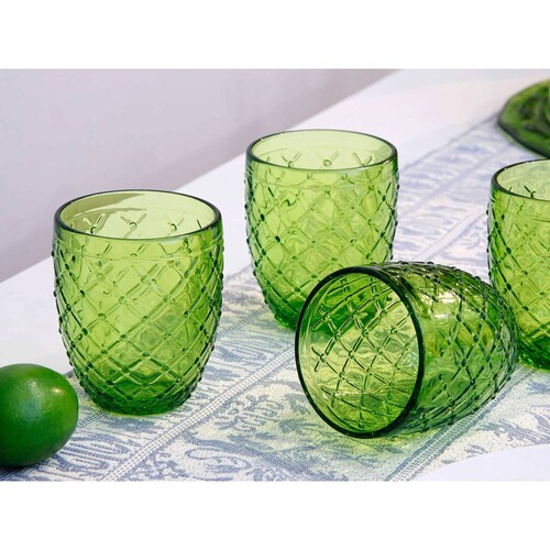 Set de 4 Vasos de Cristal Knitted Verde 305ml