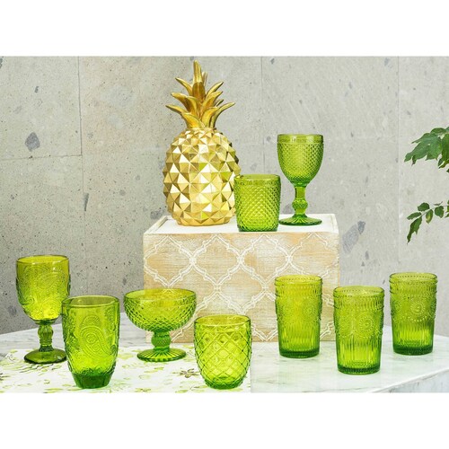 Set de 4 Vasos de Cristal Knitted Verde 305ml