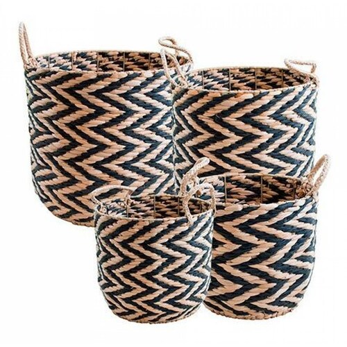 Canasta De Mimbre Love & Lemons Set 4 Chevron H022202bk 