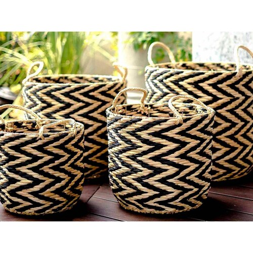Canasta De Mimbre Love & Lemons Set 4 Chevron H022202bk 
