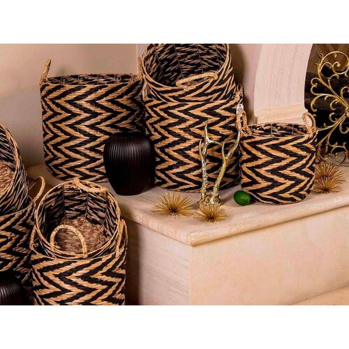 Canasta De Mimbre Love & Lemons Set 4 Chevron H022202bk 