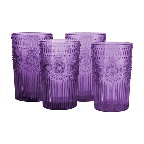 Set 4 Vasos De Cristal Salvatierra Love & Lemons 360ml Violeta VASO VIOLETA
