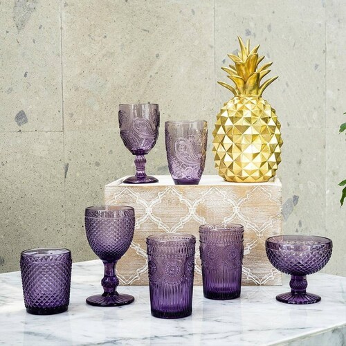 Set 4 Vasos De Cristal Salvatierra Love & Lemons 360ml Violeta VASO VIOLETA