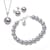 Set de collar, aretes y pulsera perlas de cristal Lila Plata .925 Joyería Zvezda