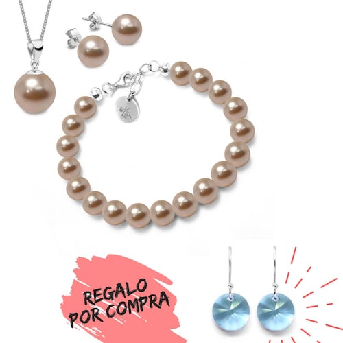REGALO!!!, obten un par de aretes Xilion GRATIS, en la compra del set de perlas marca ZVEZDA, hecho con cristales Swarovski Pearls y plata mexicana .925