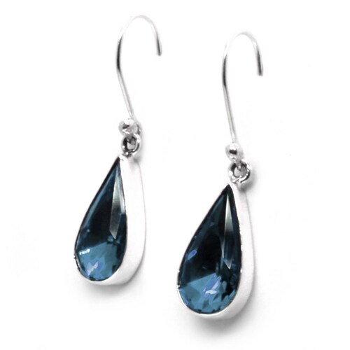 Aretes Azules de Plata .925 Joyería Zvezda