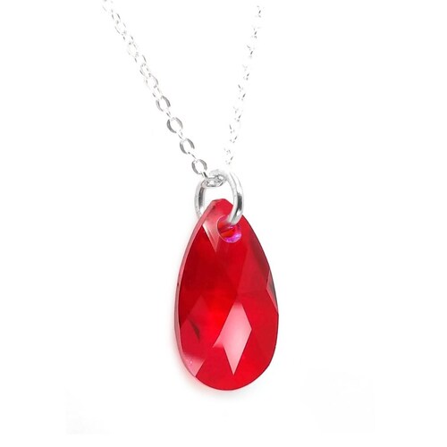 Juego ZVEZDA, Swarovski Crystals, corte Leaves, color Light Siam, plata mexicana .925