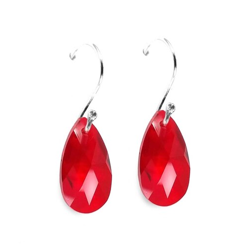 Juego ZVEZDA, Swarovski Crystals, corte Leaves, color Light Siam, plata mexicana .925