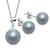 Juego de collar y aretes perlas de cristal Azul de Plata .925 Joyería Zvezda