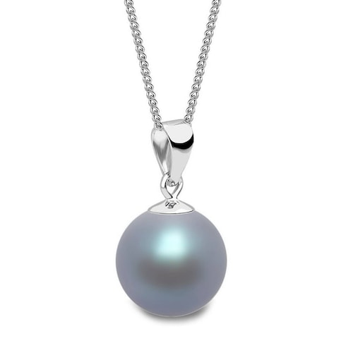 Juego de collar y aretes perlas de cristal Azul de Plata .925 Joyería Zvezda