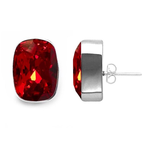 Aretes Rojos de Plata .925 Joyería Zvezda