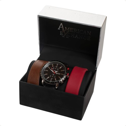 Reloj American Exchange Hombre Negro Con Correas 9016S-42-G02