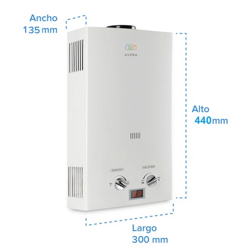 Calentador Boiler de Agua Instantáneo para Gas Natural 1 servicio Avera C6LNAT