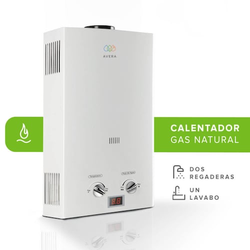 Calentador Boiler de Agua Instantáneo para Gas Natural 2 y medio servicios  Avera C12LNAT