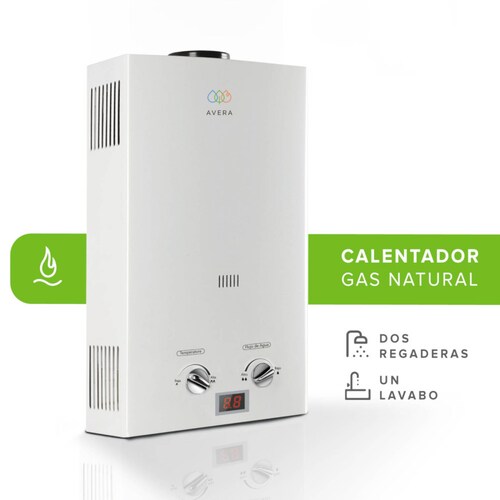 Calentador Boiler de Agua Instantáneo para Gas Natural 2 y medio servicios  Avera C12LNAT