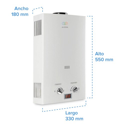 Calentador Boiler de Agua Instantáneo para Gas Natural 2 y medio servicios  Avera C12LNAT