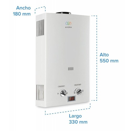 Calentador Boiler de Agua Instantáneo para Gas LP 2 y medio servicios Avera C12L