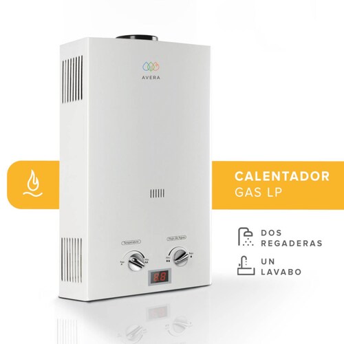 Calentador Boiler de Agua Instantáneo para Gas LP 2 y medio servicios Avera C12L