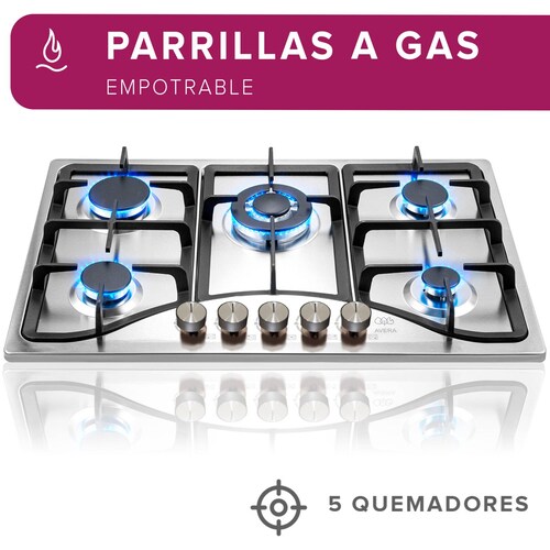 Parrilla de Gas Acero Inoxidable con 5 Quemadores Avera AI5