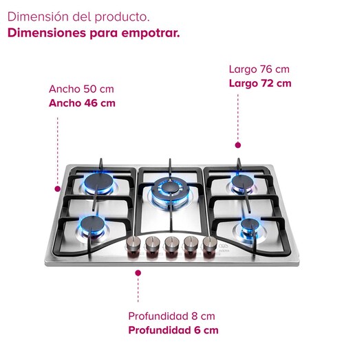Parrilla de Gas Acero Inoxidable con 5 Quemadores Avera AI5