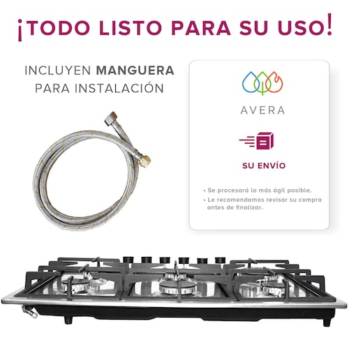 AVERA Parrilla de Gas Acero Inoxidable con 6 Quemadores AI6