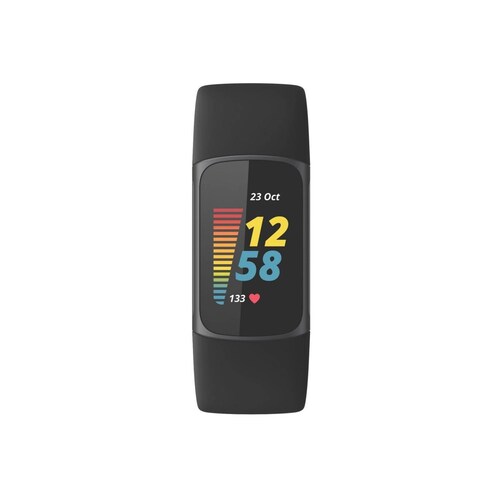 Tracker Fitbit Charge 5 Sensor EDA, GPS, Resistente al Agua Negro/Acero Inoxidable en Grafito