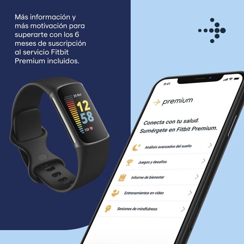 Tracker Fitbit Charge 5 Sensor EDA, GPS, Resistente al Agua Negro/Acero Inoxidable en Grafito