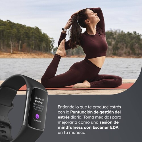 Tracker Fitbit Charge 5 Sensor EDA, GPS, Resistente al Agua Negro/Acero Inoxidable en Grafito